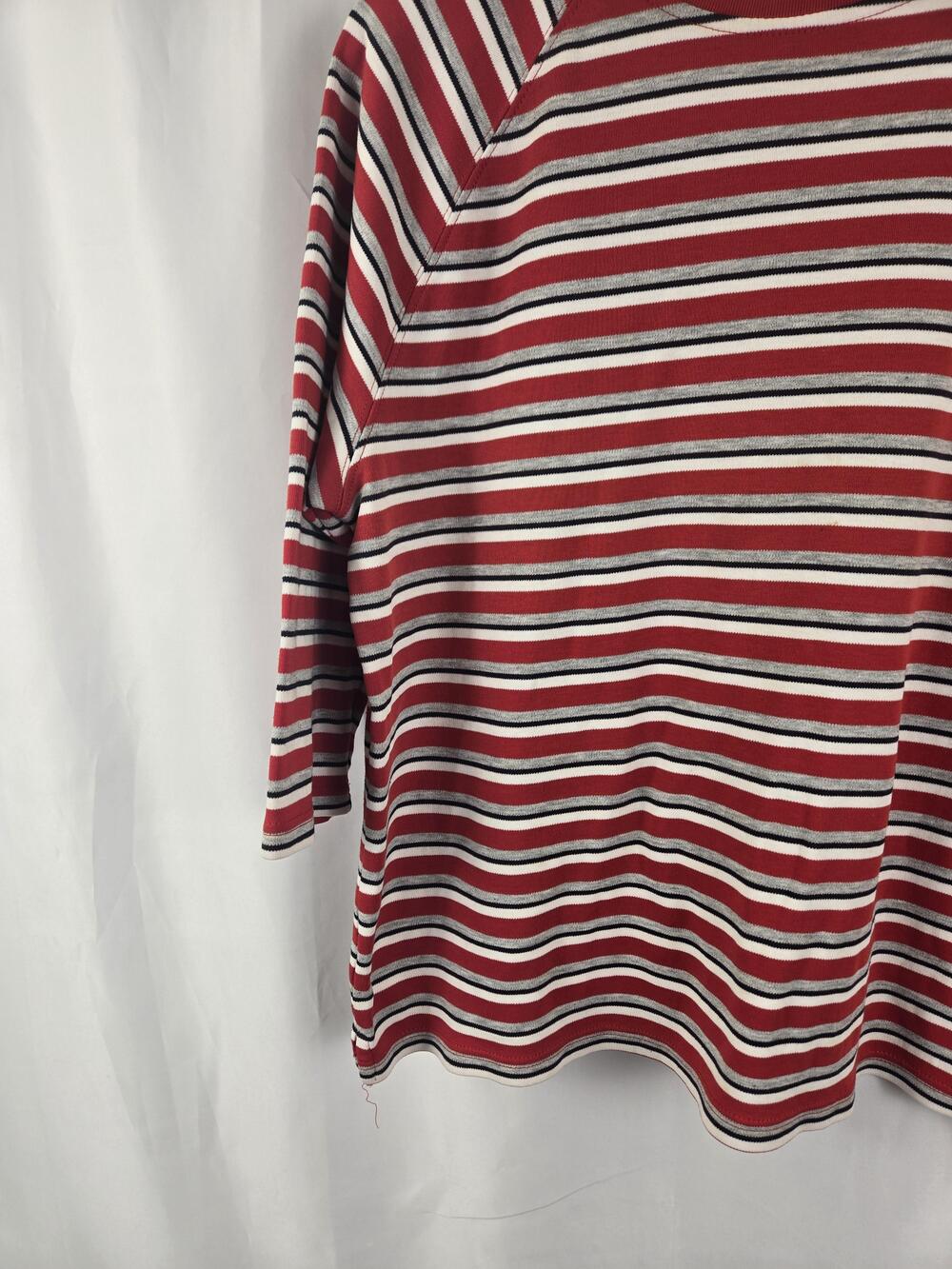 Karen Scott Sport Shirt Womens XL Red Striped 3/4 Raglan Sleeve Tee Top Casual - Picture 3 of 10